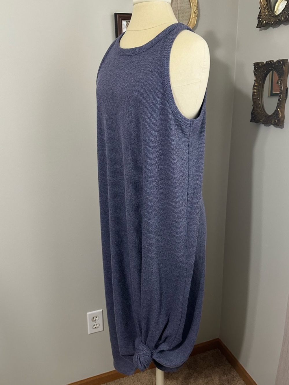 Madewell Sleeveless Navy Midi Dress with Removable Front Knot - Picture 2 of 5